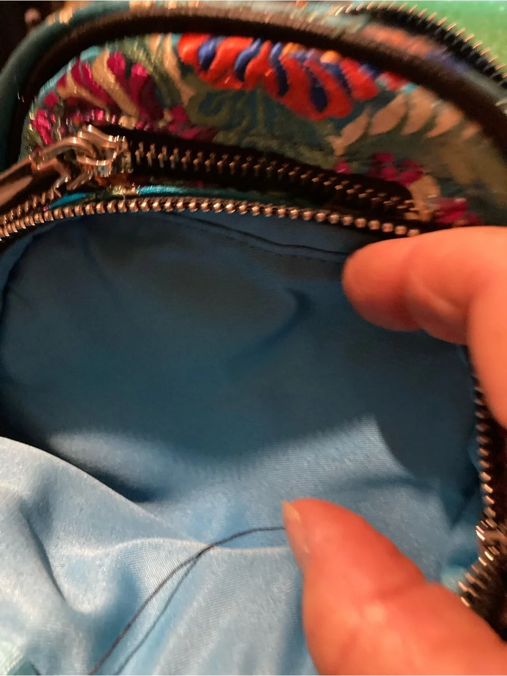 Blue Chinese style embroidered floral mini backpack